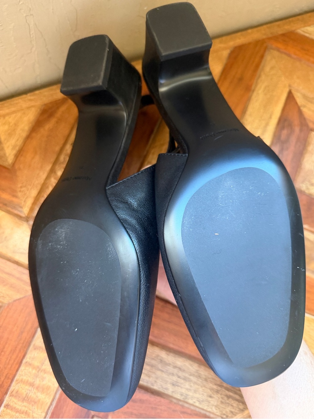 Massimo Dutti Leather Slingback Shoes Black Kitten Heels size 37 - Picture 4 of 7
